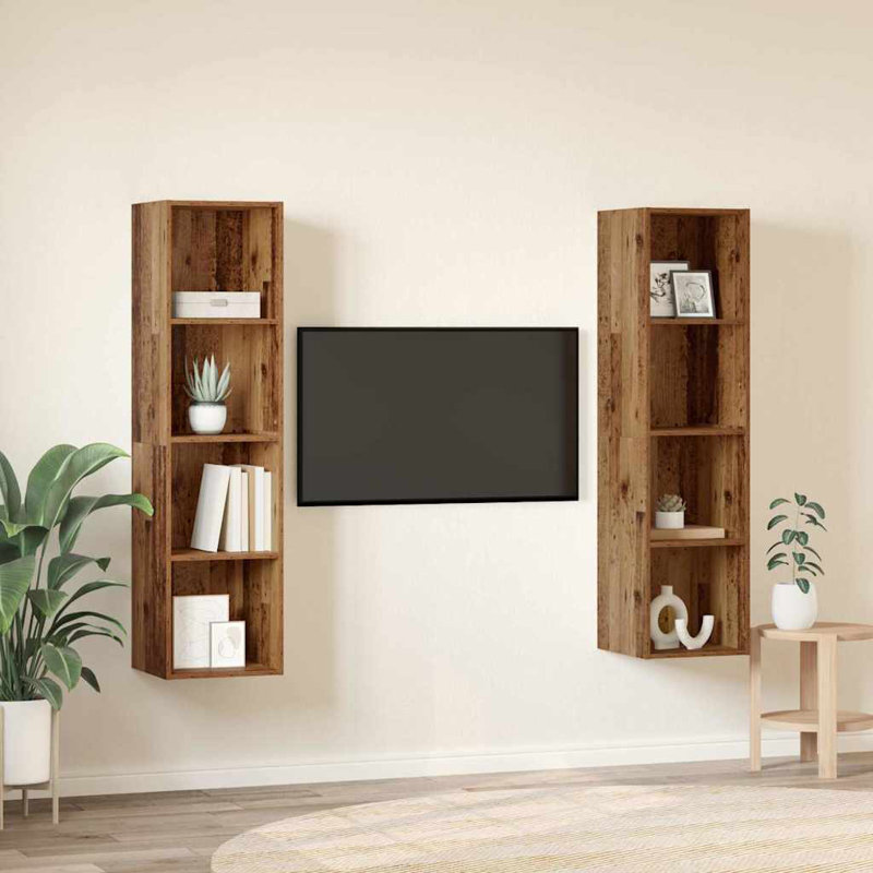 TV Cabinet 2 Pcs 37 X 37 X 142.5 Cm Engineered Wood, Brown