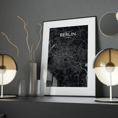 Berlin City Map in Midnight 1 Piece Wall Art