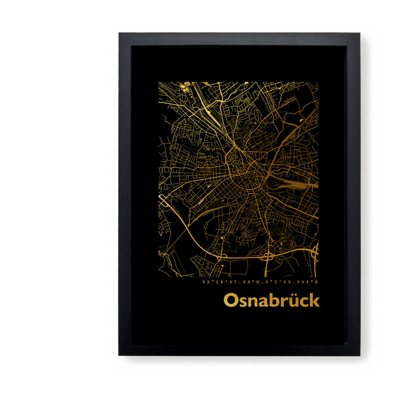 Osnabrück Map - Single Picture Frame Print, 42.5cm H x 32.5cm W x 3.5cm D