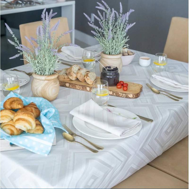 Brussels Geometric Tablecloth, Gray