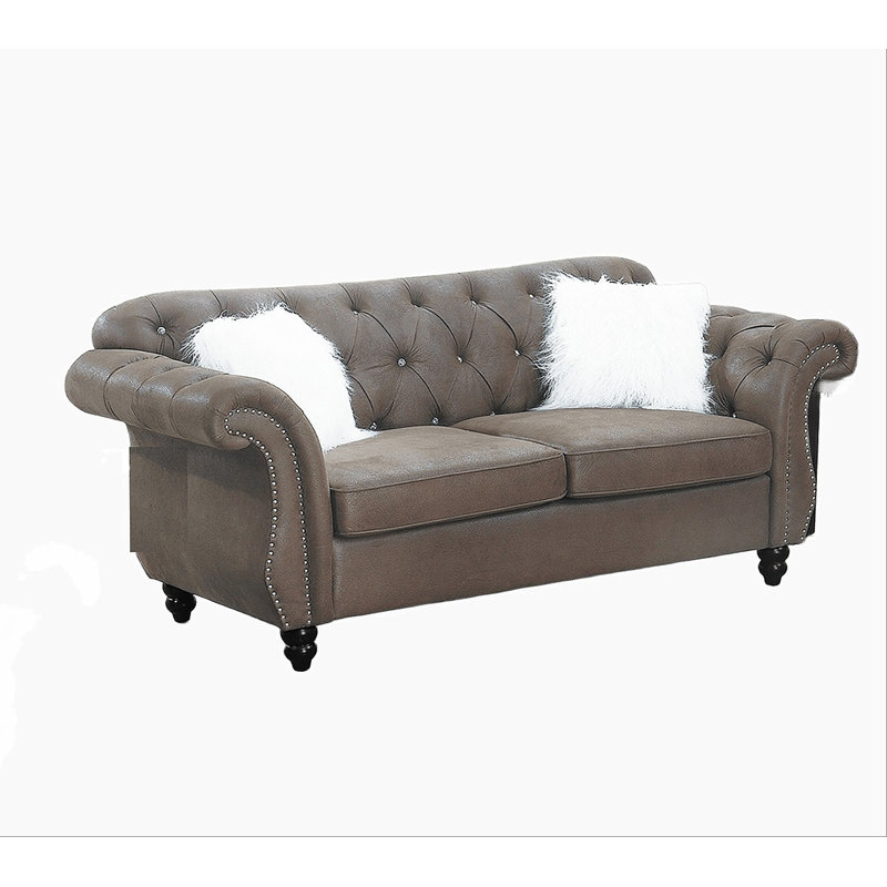 Causeuse 1 pièce en similicuir respirant foncé foncé avec coussins de salon
