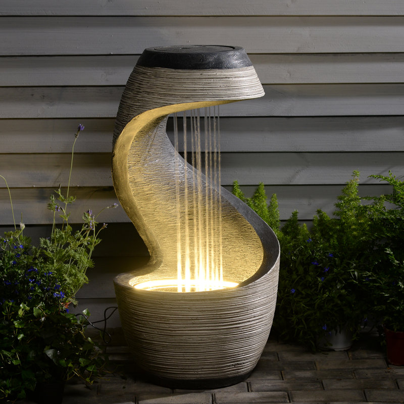 Hanora Hand Crafted Weather Resistant Floor Fountain with Light