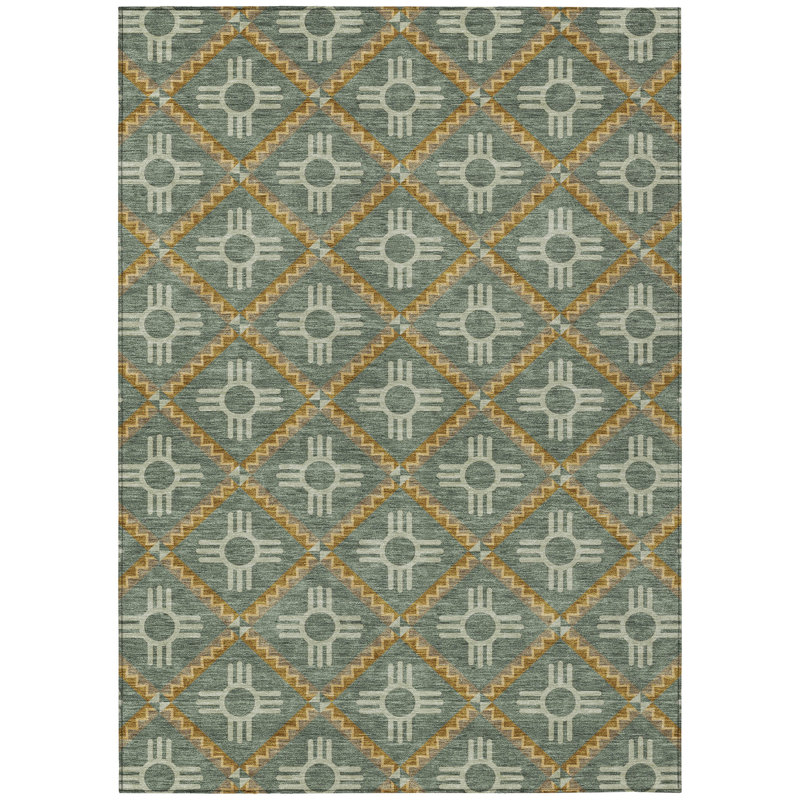 Machine Washable Indoor/Outdoor Chantille ACN2686 Geometric Rug, Basil, 3' x 5'
