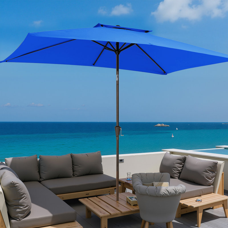 Le 10' x 6' 5" Rectangular Tilt Market Umbrella, Blue