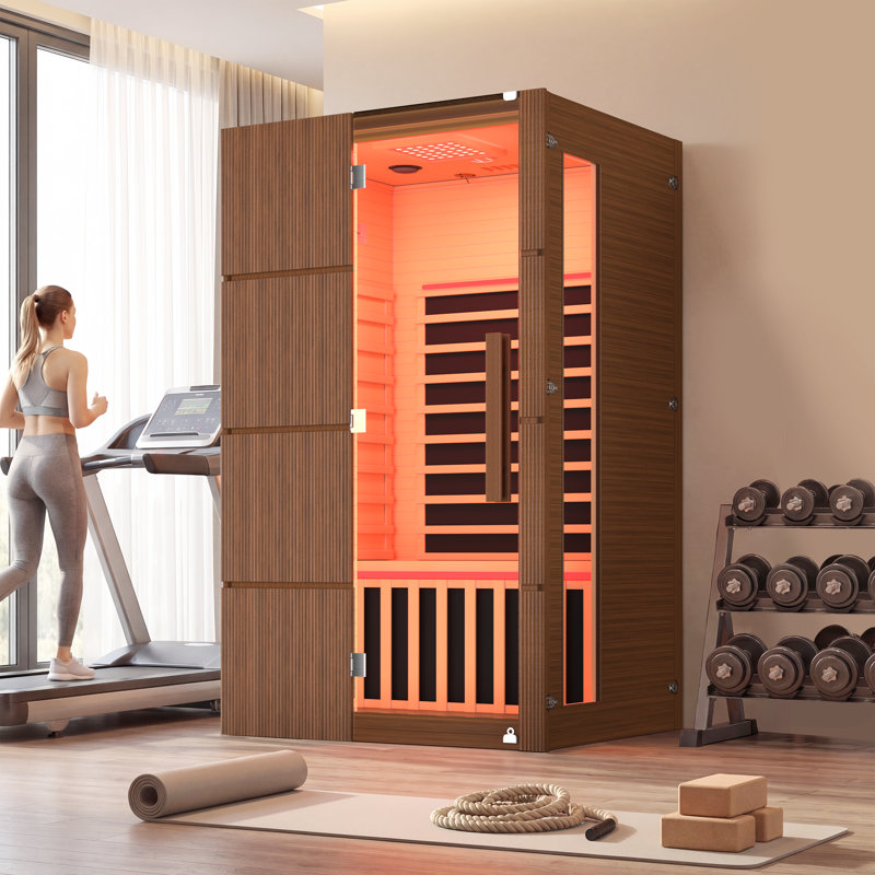 Erommy 2-person Indoor Sauna, Home Far Infrared Sauna With Chromotherapy Lighting, Red Light Therapy, 6 Carbon Heaters And Bluetooth Speaker