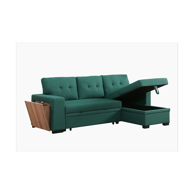 Canapé modulaire 3 pièces rembourré, Lin vert