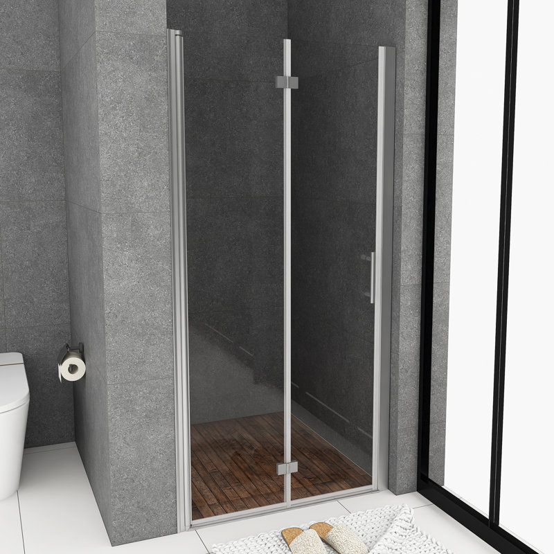 Porte de douche pliante semi-sans cadre 32 "x 72", Chrome