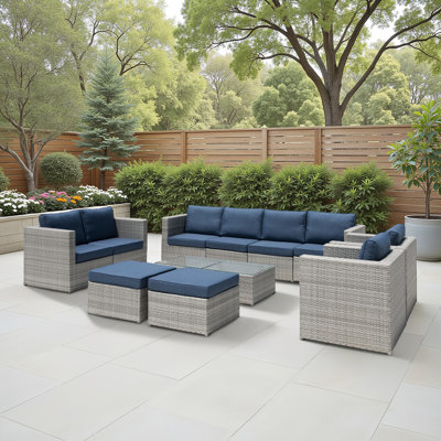 Baecher 11 Piece Wicker Sectional Seating Group with Cushions (Fully Assembled)