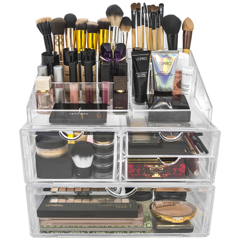 3-Drawer Cosmetic Acrylic Organizer, Stackable, Large in Clear
