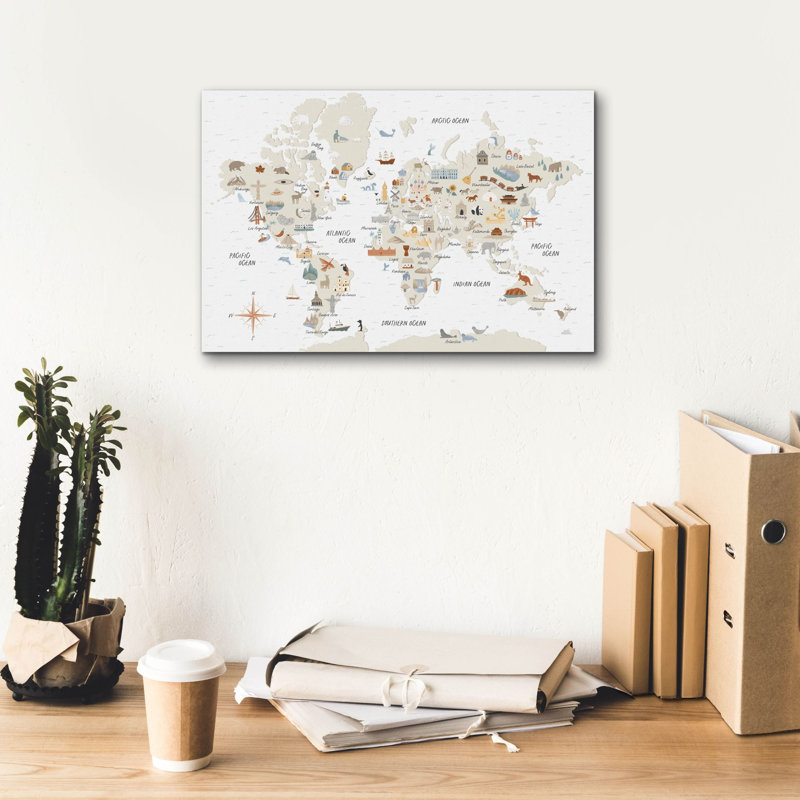 «Around The World 1» par Laura Marshall, art mural sur toile, H 12 po x l 18 po x P 0,75 po