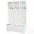 5-In-1 Hall Tree With Bench, Shoe Storage, And Open Cabinets, High Gloss Fluted Doors For Elegant Entryway Organization