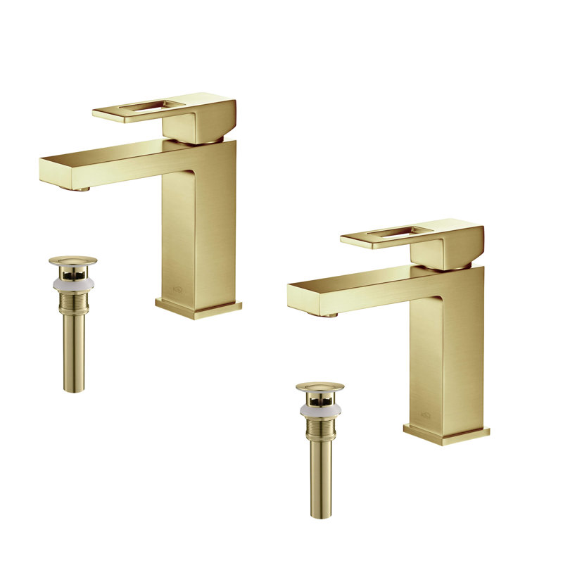 Cube Single-handle Bathroom Faucet, Brush Gold, Yes