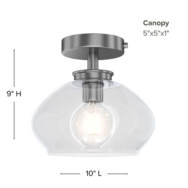 Kinsmon Plug & Play 1-Light Semi Flush Mount in Transitional and Modern Style-9 Inches Tall and 10 Inches Wide