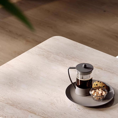 Cream-style rock plate solid wood dining table
