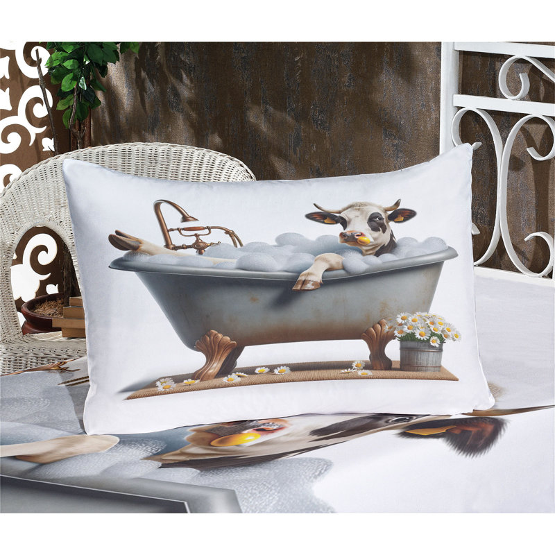 Drap-housse et taie décorative Ambesonne Bathing Chamomiles Coconut White and Cannelle, Très grand