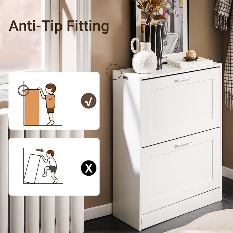 Kirksville Flip Down Shoe Storage, White
