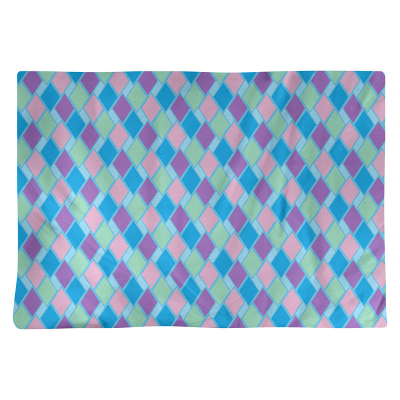 Napperon en coton 18 "Retro Diamonds, Bleu / Noir