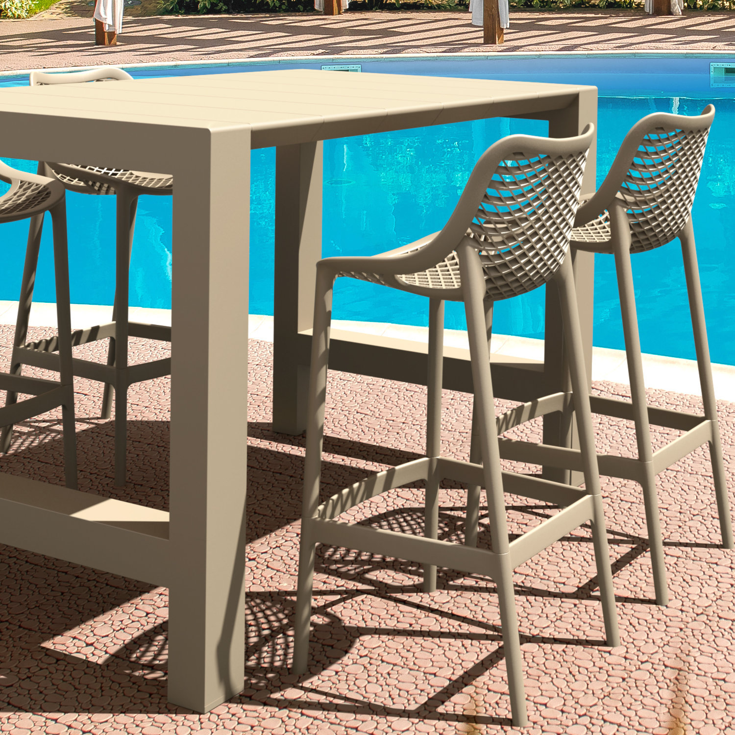 Farrah Patio Bar Stool, Taupe, 29.5"