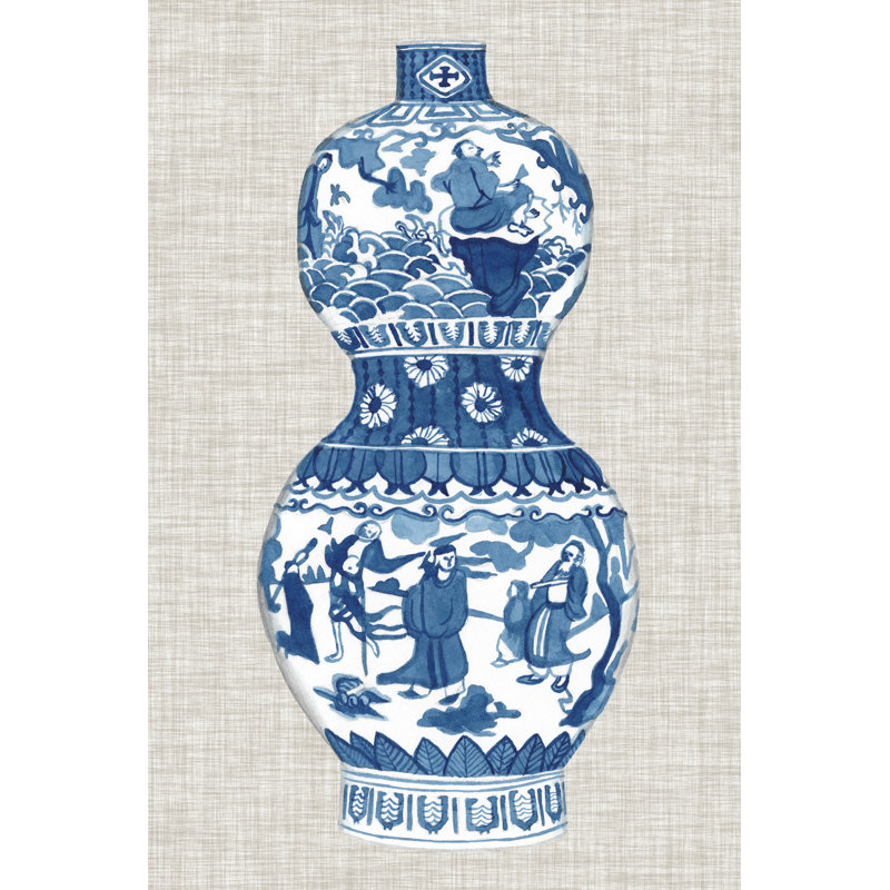 Ming Vase On Linen IV by Naomi McCavitt - Wrapped Canvas Print, 76cm H x 51cm W x 3.8cm D