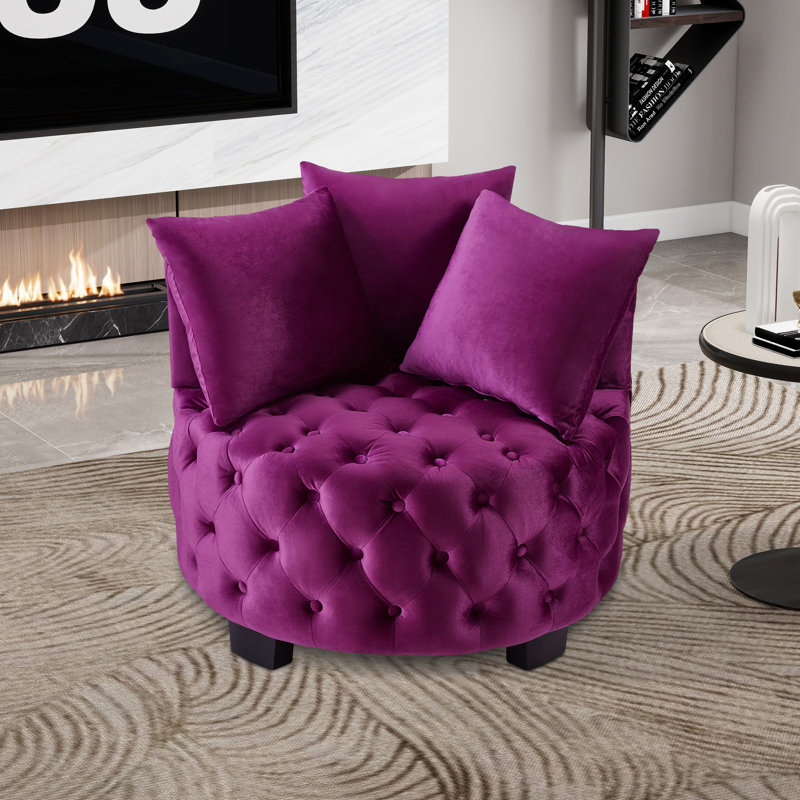Fauteuil demi-tonneau capitonné 31,23 po, Violet