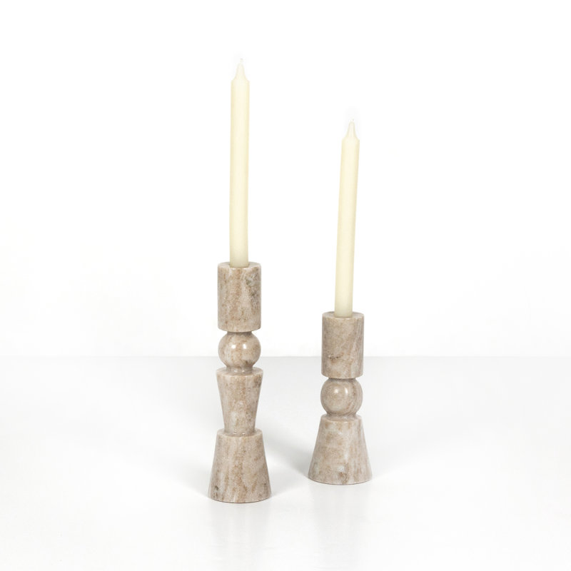 Rosette Candlestick, Taupe