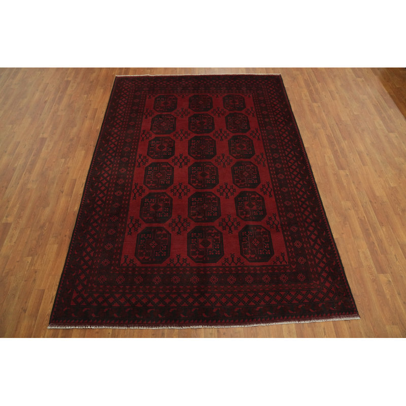 Tapis oriental éléphant à pieds afghans 7 x 9