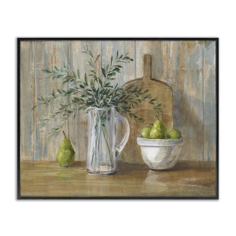 «August Grove® Rustic Pears Still Life», art de la giclée encadrée par Danhui Nai, H 30 po x l 24 po