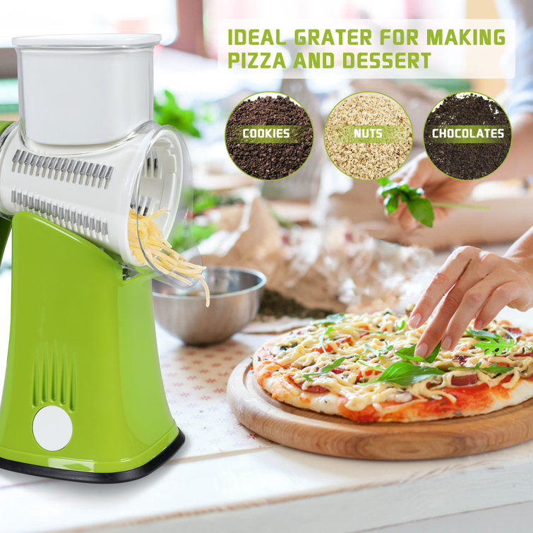 Electric Cheese Grater,250W Automatic Vegetable Chopper with 5  Attachments,Veggie Cutter Julienne Slicer Shredder for  Carrot,Potato,Fruit,Block Cheese