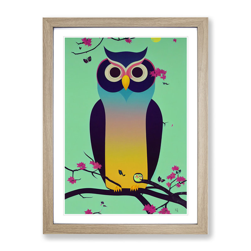 Owl - Framed Print, 34cm H x 25cm W x 2cm D, Oak