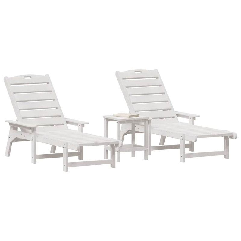 Sun Lounger Reclining Polyethylene Outdoor Garden Seating Modern Chair, White