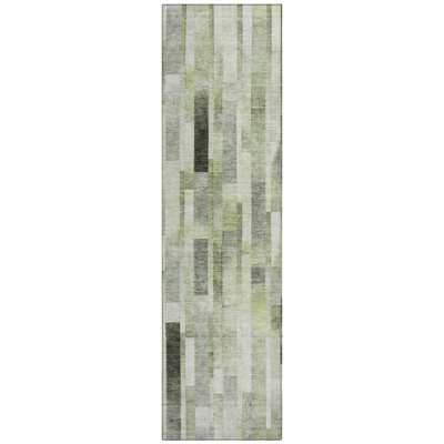 Laventhia Green Washable Indoor-Outdoor Rug - LOOMLAN