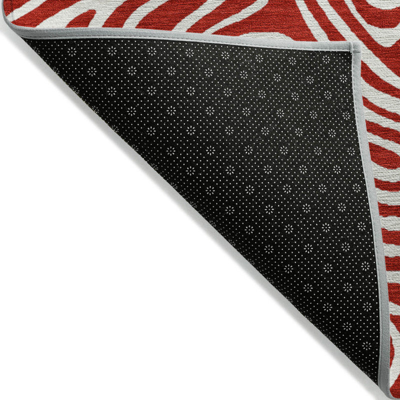 Tapis extérieur lavable abstrait rouge et ivoire 3 pi x 5 pi