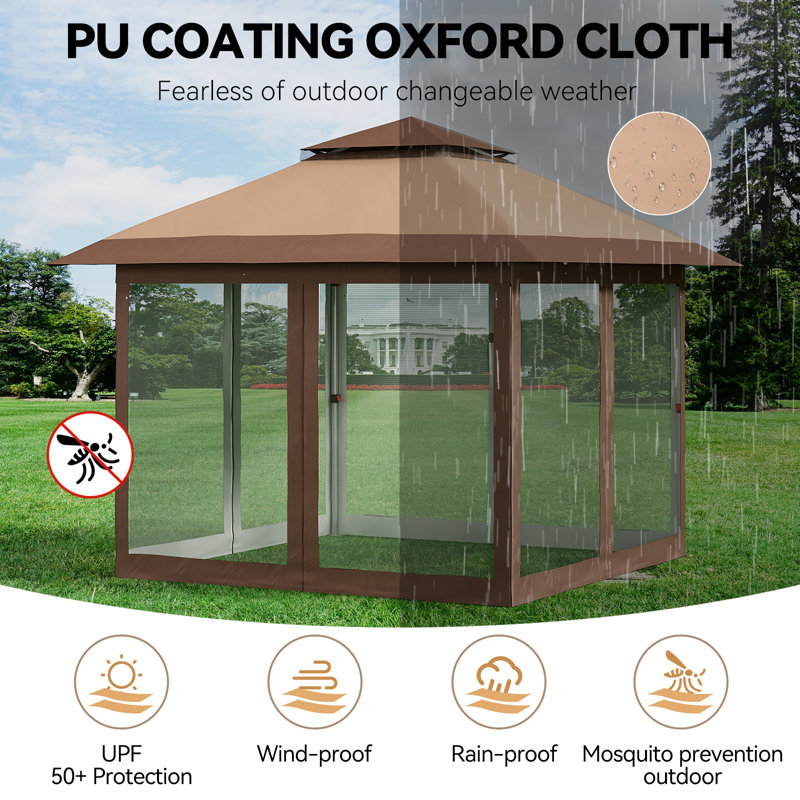 Vault Gazebo, Brown, 9' H x 11' W x 11' D