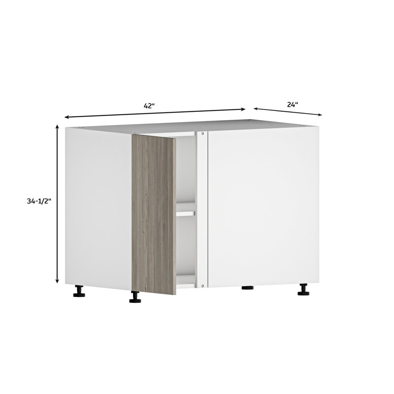 Quick Assemble Modern Style with Soft Close Blind Corner Base Kitchen Cabinet, Grey Nordic