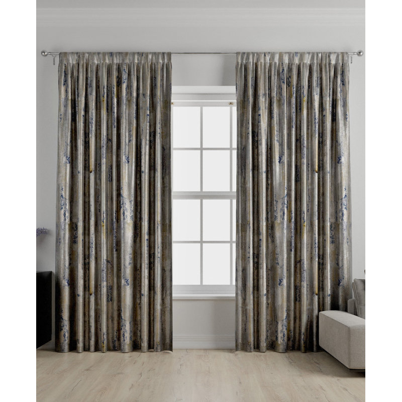 Kori Room Darkening Pair, Width 116 x Drop 137cm, Natural/Blue/White