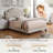 Linen Upholstered Bed with Adjustable Headboard and Button Tufting-373449954-373449983