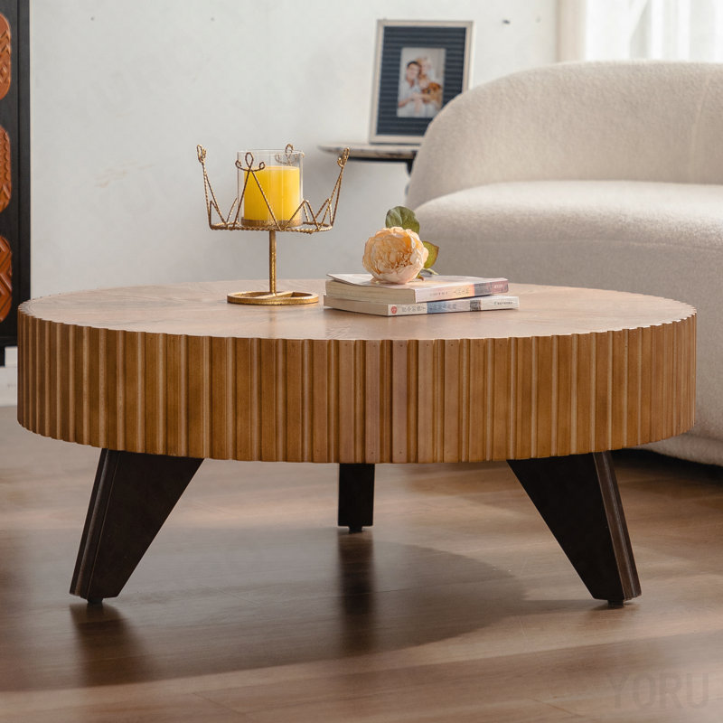 Table basse ronde 35,4 po - Décoration intérieure - Naturel, Natural