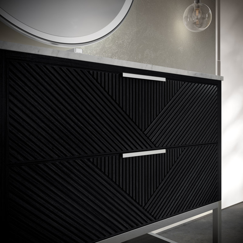 Diamond 36'' W Single Vanity, Charcoal Black, Brushed Nickel, Calacatta Quartz