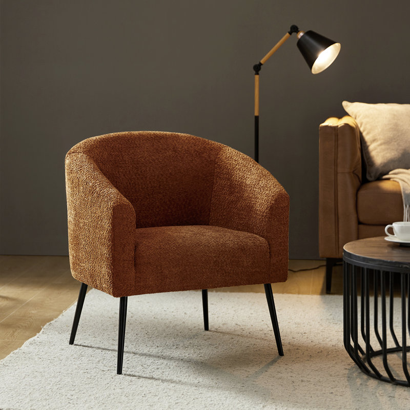 Chaise avec accoudoirs modernes 27,5 po Cadie, Polyester rouille