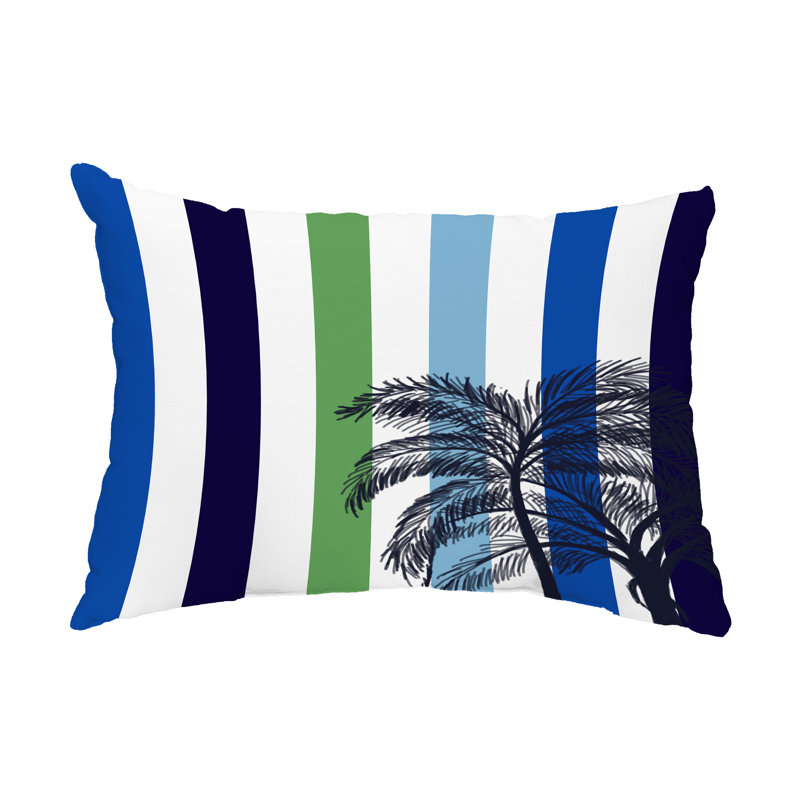 Striped Outdoor Reversible Throw Pillow, Green