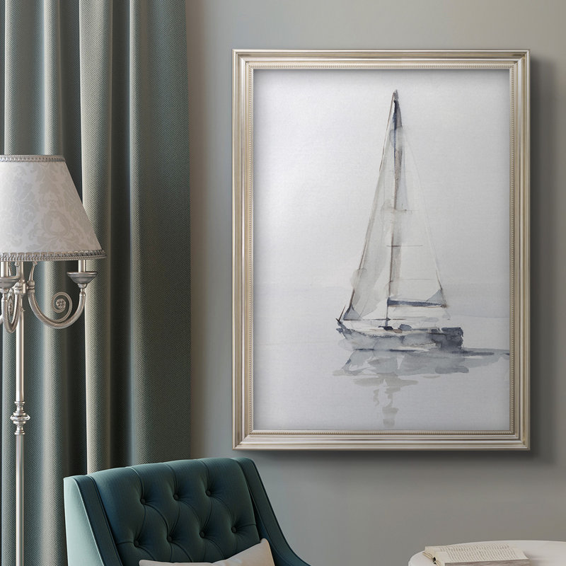 «Misty Harbor I», reproduction d'art sur toile, H 25 po x l 21 po x P 2,5 po, Cadre beige