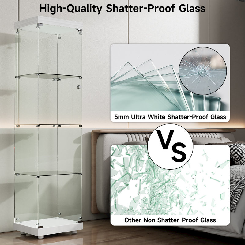 Vitrine à 4 niveaux avec porte verrouillable Jillion, Blanc