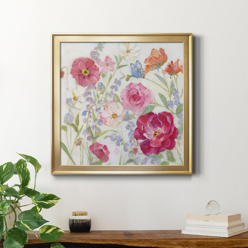Summer Blooms - Peinture sur toile encadrée, Or, H 30,5 po x l 30,5 po x P 1,5 po