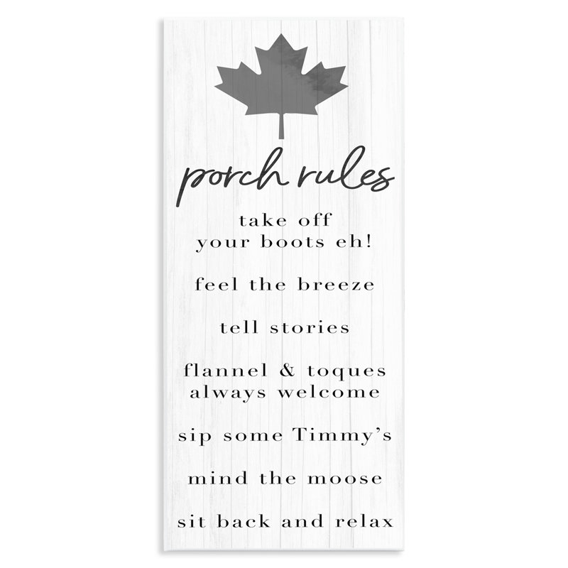 Plaque murale Canadian Porch Rules, design par Lil 'Rue