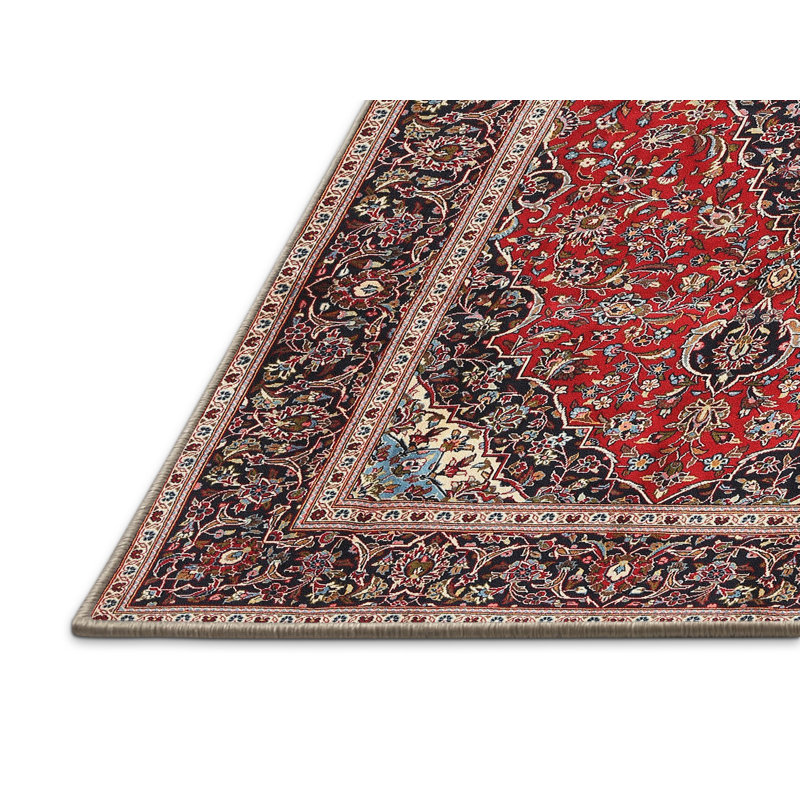 Tapis traditionnel rouge / beige Diahna, Rectangle 6 pi x 9 pi