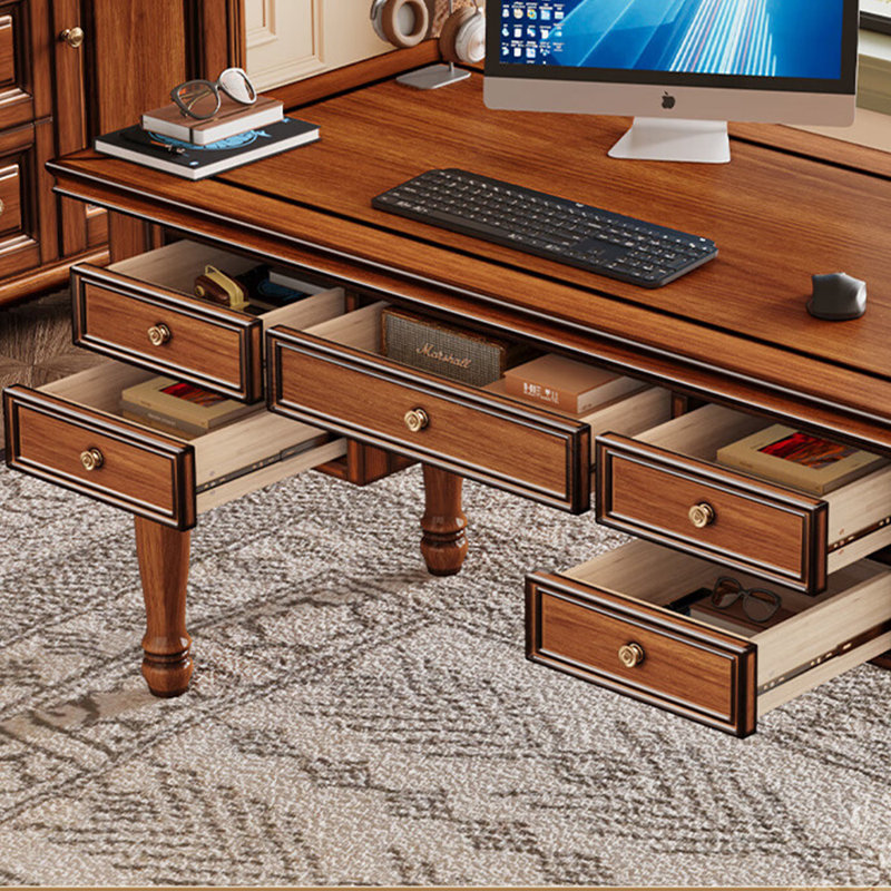 American style minimalist desk and chair set, Brown