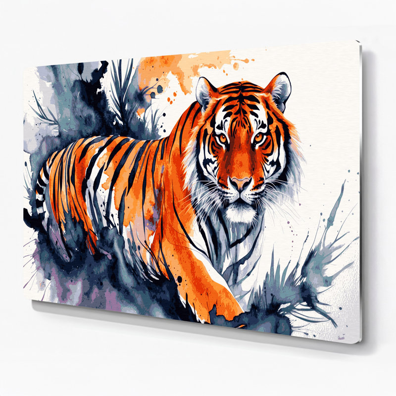 «Big Cats», tigre royal du Bengale, art mural en métal beige, H 11 po x l 14 po