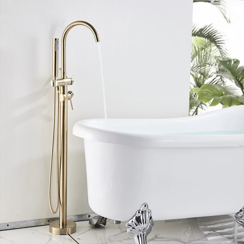 Hermogenes 2 Handle Floor Waterfall Faucet Bath Filler with Diverter