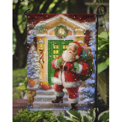 Drapeau Trasdamad père Noël avec cadeaux de Noël jardin taille 438084A66281472494356AC3B7B226E7