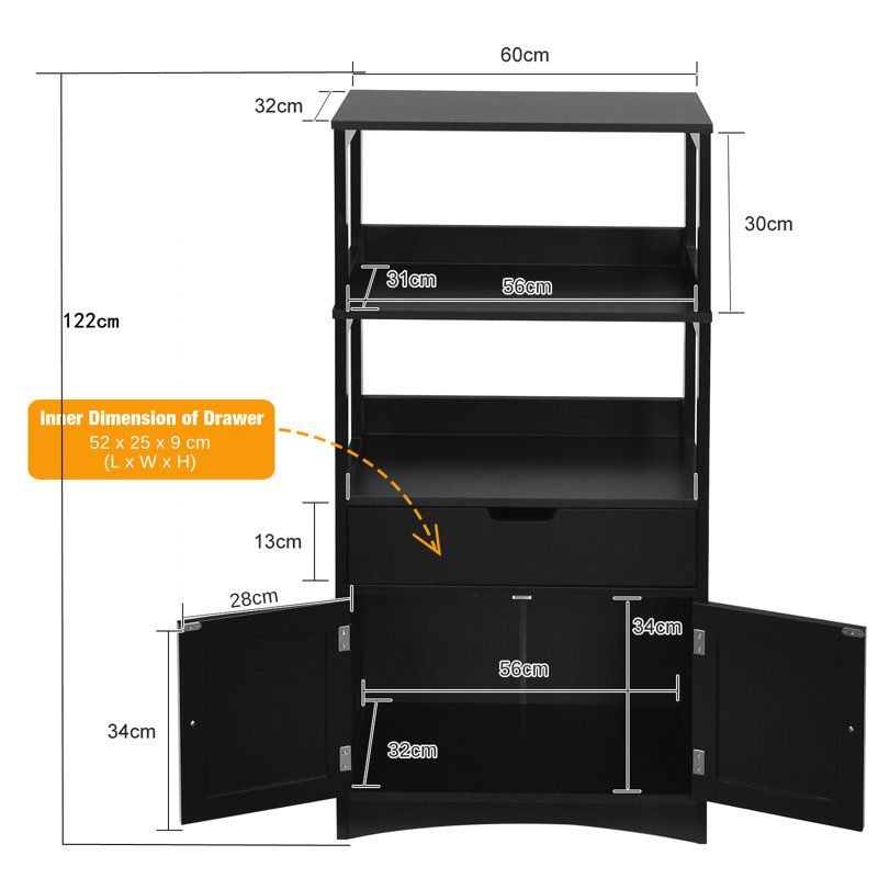 Londyn Bathroom Cabinet, Black